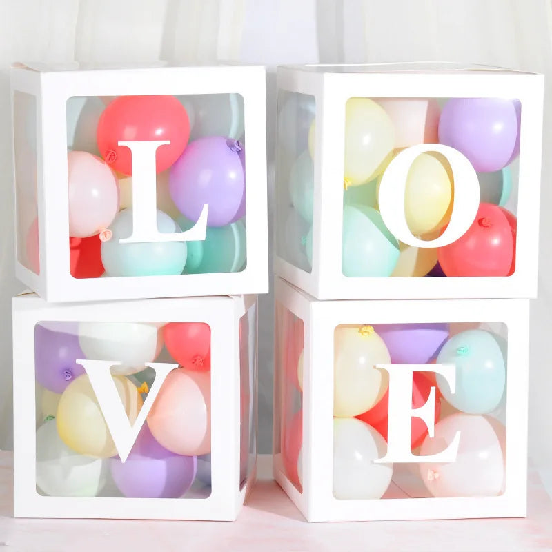 Letter A-Z Transparent Balloon Box Baby Shower Boy Girl 1st Birthday Party Decoration Wedding Decor Supplies