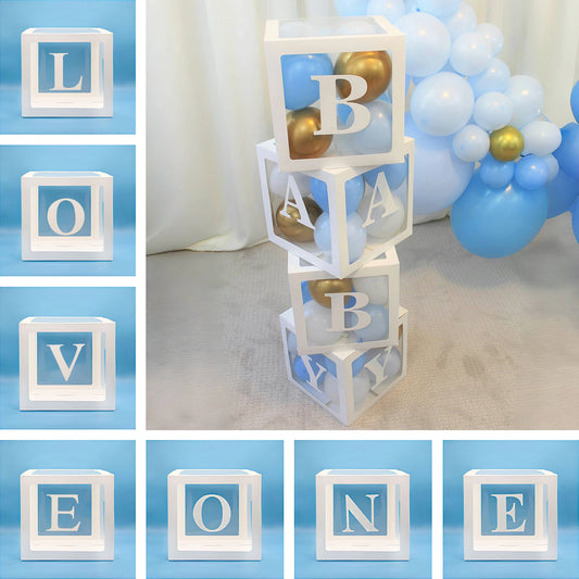 Letter A-Z Transparent Balloon Box Baby Shower Boy Girl 1st Birthday Party Decoration Wedding Decor Supplies