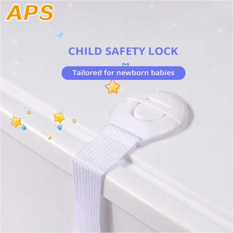 10pcs/Lot Baby Kids Safety Care Plastic Locks  Cabinet Cupboard Toilet Safety Locks Straps Infant Baby Protection Drawer Door